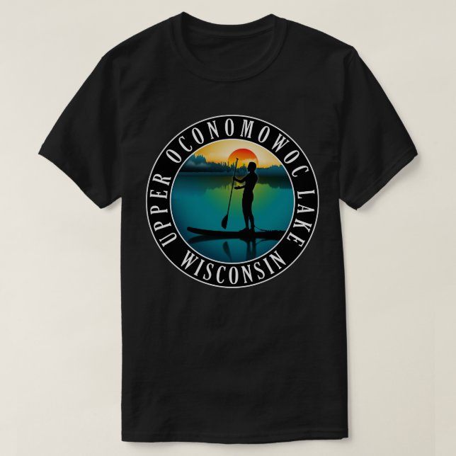 Camiseta Upper Oconomowoc Lake Wisconsin Paddleboard (Frente do Design)