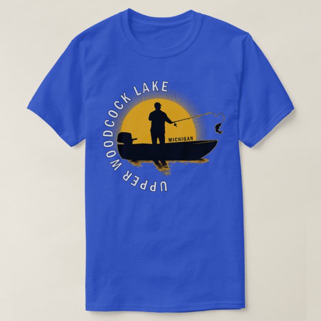 Camiseta Upper WoodLake Fisheries Michigan Sunrise (Frente do Design)