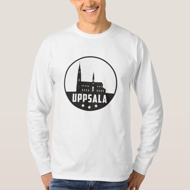 Camiseta Uppsala Suecia Cidade Skyline Cityscape Funny Gift (Frente)