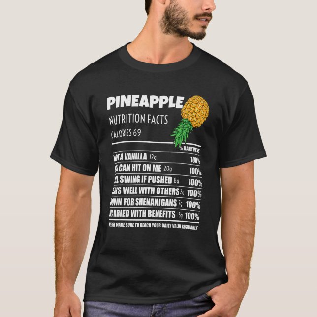 Camiseta Upside Down Pineapple Pineapple Nutrition Facts Sw (Frente)