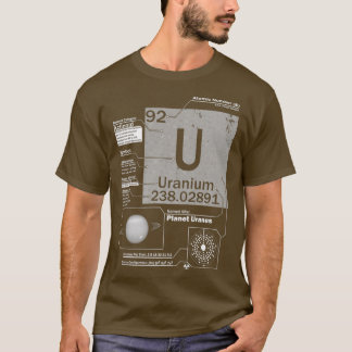 Camiseta Urânio U Elemento Atômica Número 92 Ciência