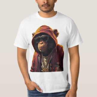 Camiseta Urban Chimp – Cool Chimpanzee with Hoodie and Gold