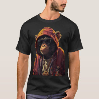 Camiseta Urban Chimp – Cool Chimpanzee with Hoodie and Gold
