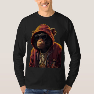 Camiseta Urban Chimp – Cool Chimpanzee with Hoodie and Gold