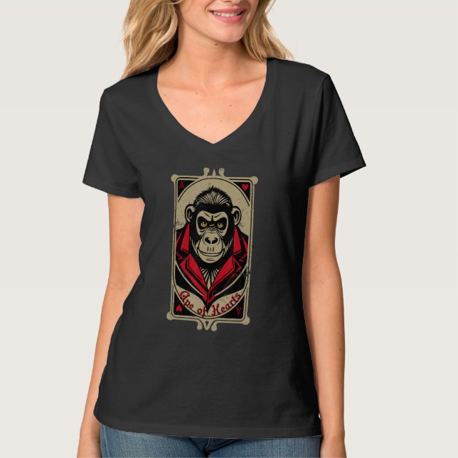 Camiseta Urban Gorilla Ape of Hearts Playing Card Style Dis (Frente)