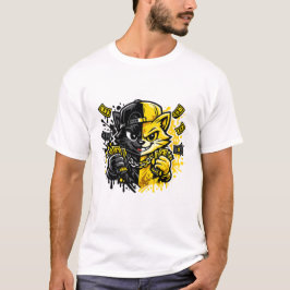 Camiseta Urban Graffiti Cat Design 