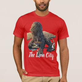 Camiseta Urban Lion Cityscape Architectural Red Shirt