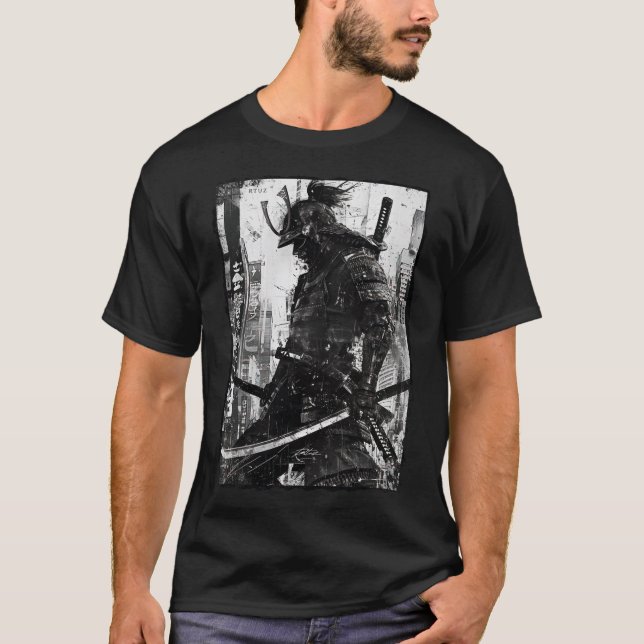 Camiseta Urban Samurai Warrior Grunge Japanese Streetwear (Frente)