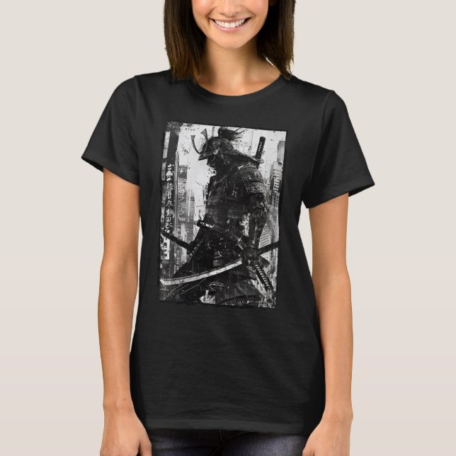 Camiseta Urban Samurai Warrior Grunge Japanese Streetwear (Frente)