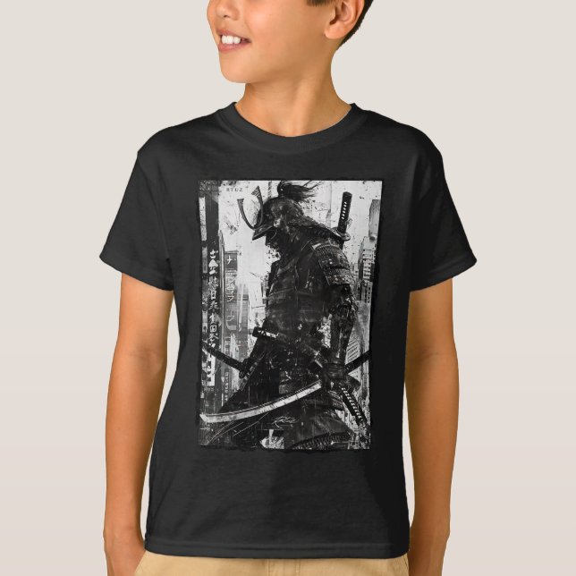 Camiseta Urban Samurai Warrior Grunge Japanese Streetwear (Frente)