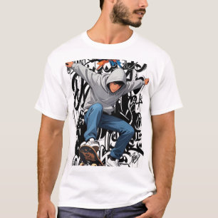 Camiseta Urbana de Skate Grafite Estilo de Rua