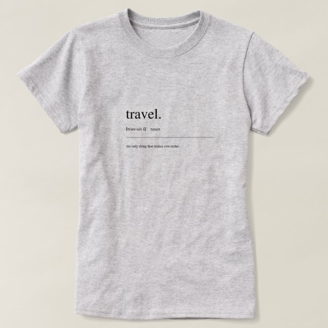 Camiseta urbana do dicionário - Viagem (Frente do Design)