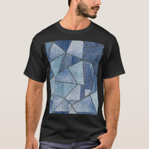 Camiseta Urbano Denim: Design de Patchwork com Distúrbios