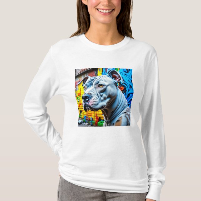 Camiseta Urbano Grafite Street Art White Pitbull Lover (Frente)