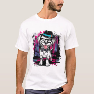 Camiseta Urbano Pup: Design de Cão de Arte de Grafite