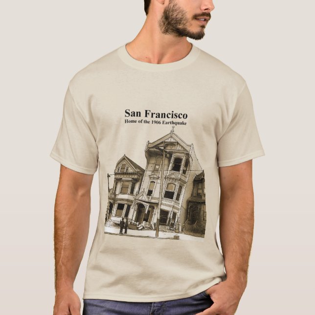 Camiseta URM de Ilustração do Terremoto em São Francisco 19 (Frente)