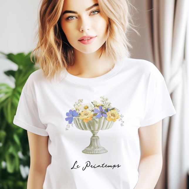 Camiseta Urn Jardim Romântico com Flores Francês (Criador carregado)