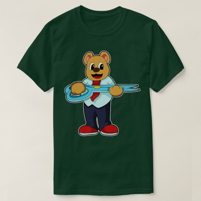 Camiseta Ursa como cabeceira com tesoura (Frente do Design)