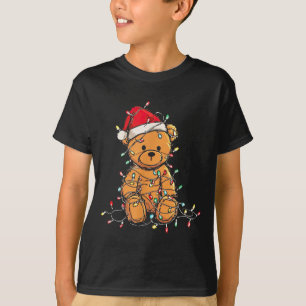 Camiseta Ursa de pelúcia engraçada Gráficos de Natal Luzes