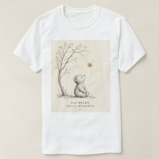 Camiseta Ursa de pelúcia estética fofa Folhas de outono Min