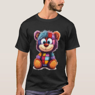 Camiseta Ursa de pelúcia vintage fofa em cores vibrantes de