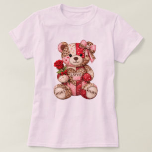 Camiseta Ursa de retalhos do Dia dos Namorados — Coração de