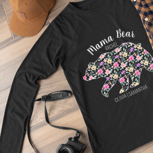 Camiseta Ursa Mãe Personalizada Floral Mãe Mamãe Mamãe T-