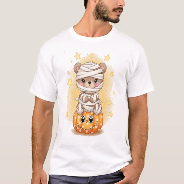 Camiseta Ursa Múmia Fofa de Halloween (Frente)