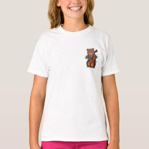 Camiseta Ursa Musicista Tocando Cello para Crianças