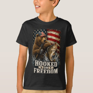 Camiseta Ursa patriótica viciada em liberdade pescador
