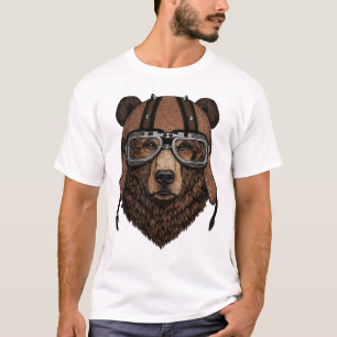 Camiseta Ursa Piloto Bear Head – Estilo Aviador Vintage