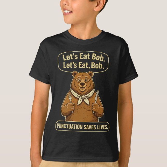 Camiseta Ursa Professora de Inglês Engraçada Vamos Comer Gr (Frente)