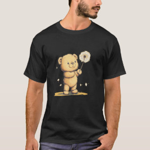 Camiseta Ursa Teddy Encantadora Segurando Dente-de-Leão par