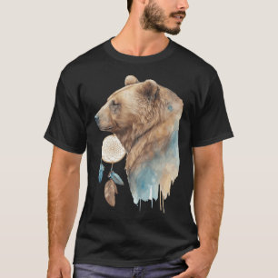 Camiseta Ursa Tribal Aquarela Urso Apanhador de Sonhos