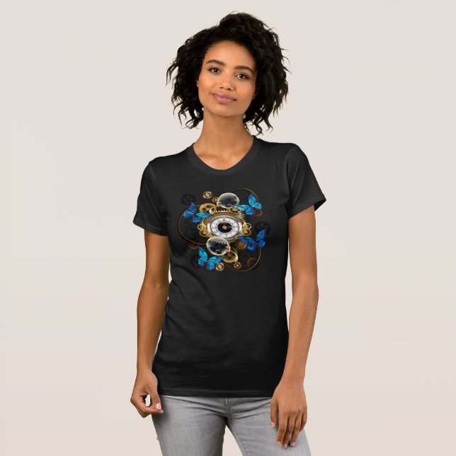 Camiseta Ursinhas Steampunk e Borboletas Azuis (Frente Completa)