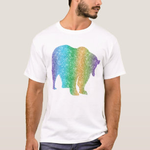 Camiseta Ursinho Colorido Brilhante Faísca Arco-íris