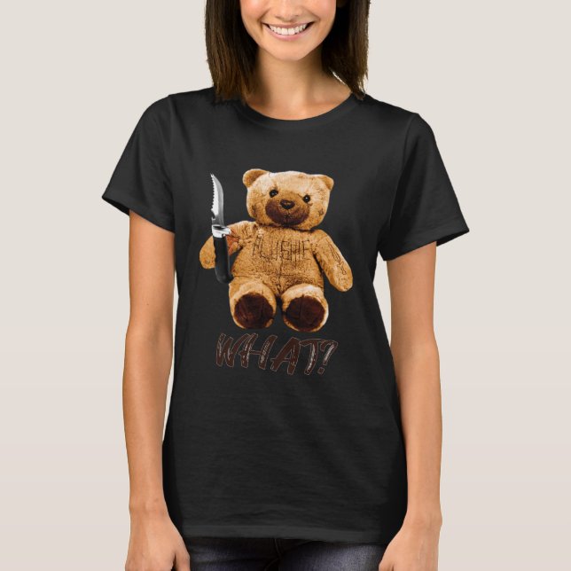 Camiseta Ursinho Com A Faca Que Horror Assassinato Do Urso  (Frente)