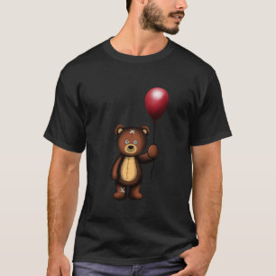 Camiseta Ursinho com Design de Impressão de Balão Vermelho 