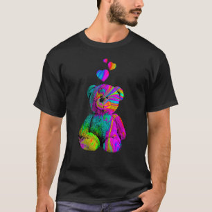 Camiseta Ursinho de cor do urso de pelúcia psicodélico com