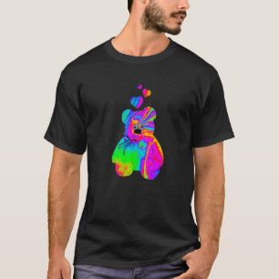Camiseta Ursinho de cor do urso de pelúcia psicodélico com