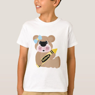 Camiseta ursinho de escola bonitinha com lápis amarelo