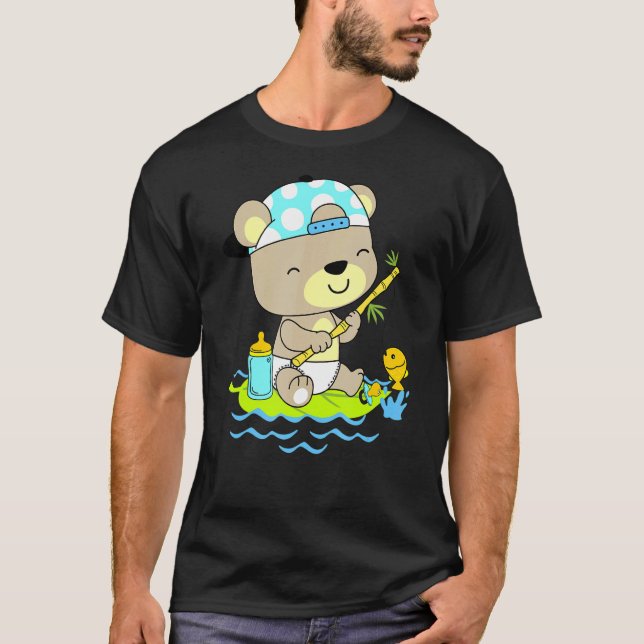 Camiseta Ursinho de Fralda Pescando (Frente)