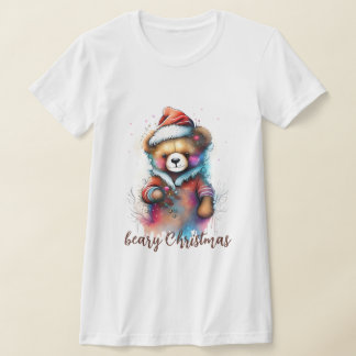 Camiseta Ursinho de Natal com o Natal do Beary Santa Hat
