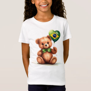 Camiseta ursinho de peluche e balão com a bandeira brasilei