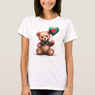 Camiseta ursinho de peluche e balão com a bandeira de Bangl