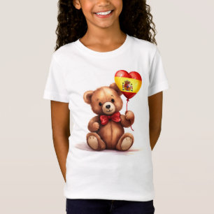 Camiseta ursinho de peluche e balão com a bandeira espanhol