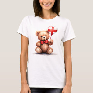 Camiseta ursinho de peluche e balão com a bandeira inglesa.