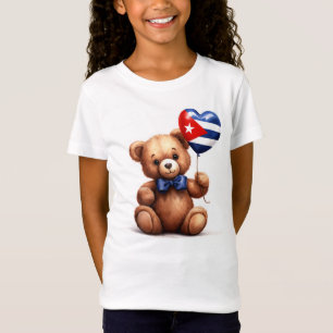 Camiseta ursinho de pelúcia e balão com a bandeira cubana.