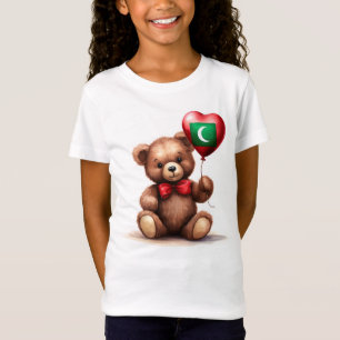 Camiseta ursinho de pelúcia e balão com a bandeira das Mald