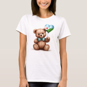 Camiseta ursinho de pelúcia e balão com a bandeira do Jibut